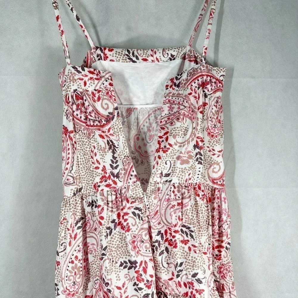 Cara Cara Haley Midi Dress Paisley Border Ivory Size XS